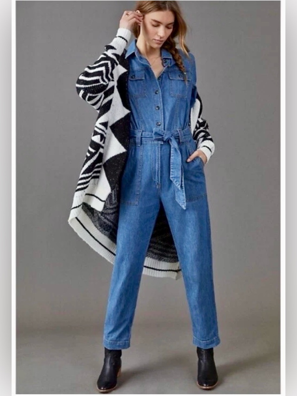 Anthropologie Pilcro and the Letterpress Denim Jumpsuit Long Sleeve Size XS NWOT